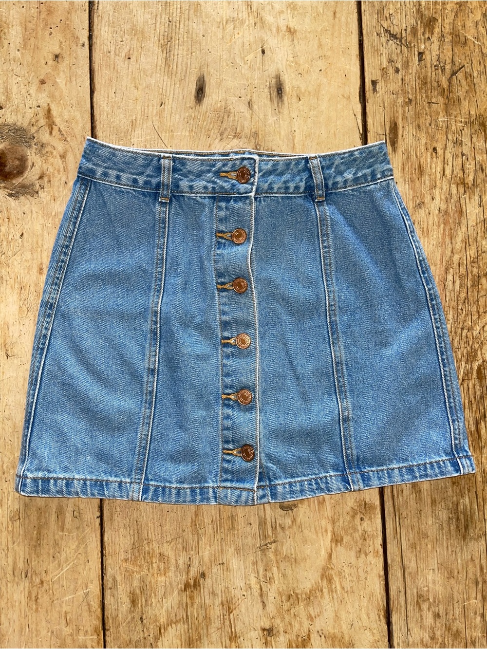 Forever 21 Light Blue Button-Front Denim Mini Skirt